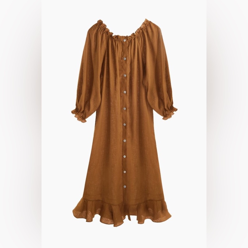 Sleeper off the shoulder linen dress